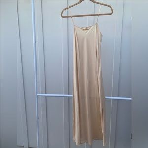 Express Silk Vintage Sleeveless 100% Silk Cream Maxi Slip Gown Dress - size XS*